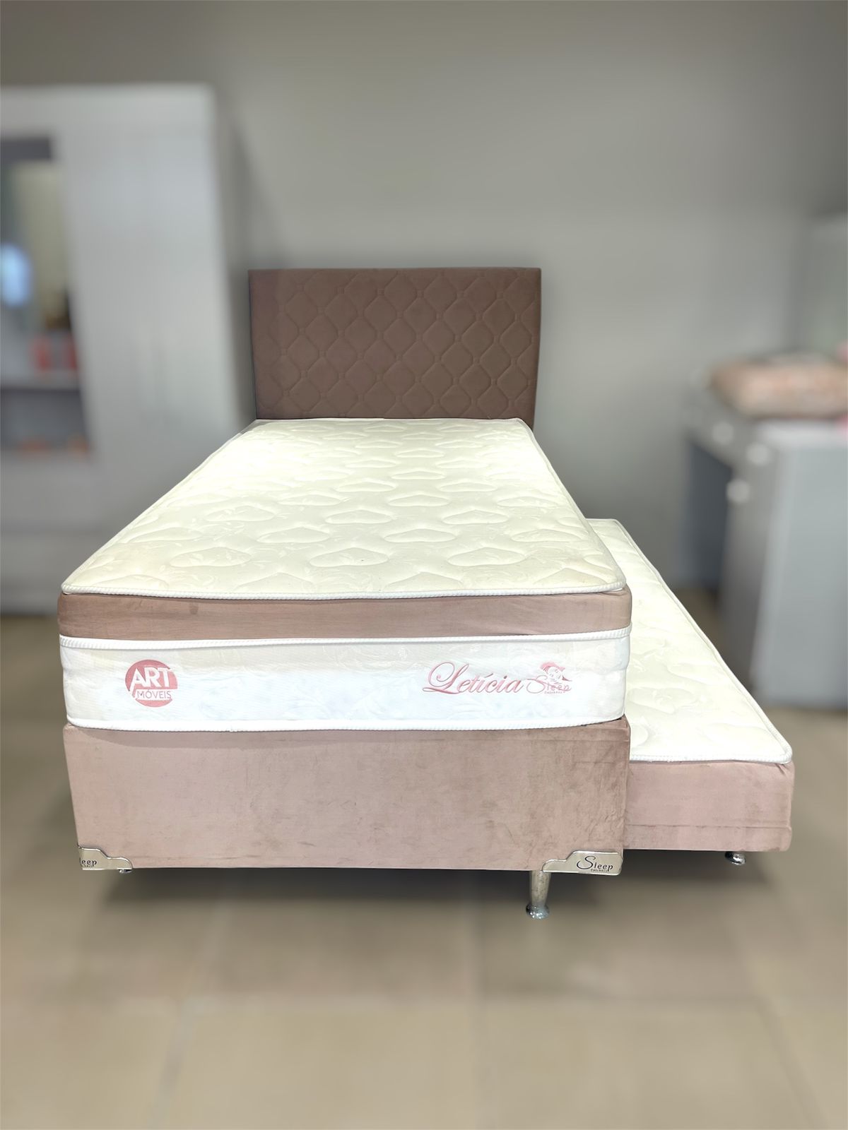 Conjunto box Leticia com Auxiliar 108x198 Colchão 28 Altura Auxiliar em Espuma Sleep