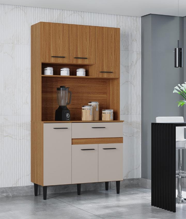 Kit Cozinha Carol 6 Portas Cinamomo Off White - Poquema