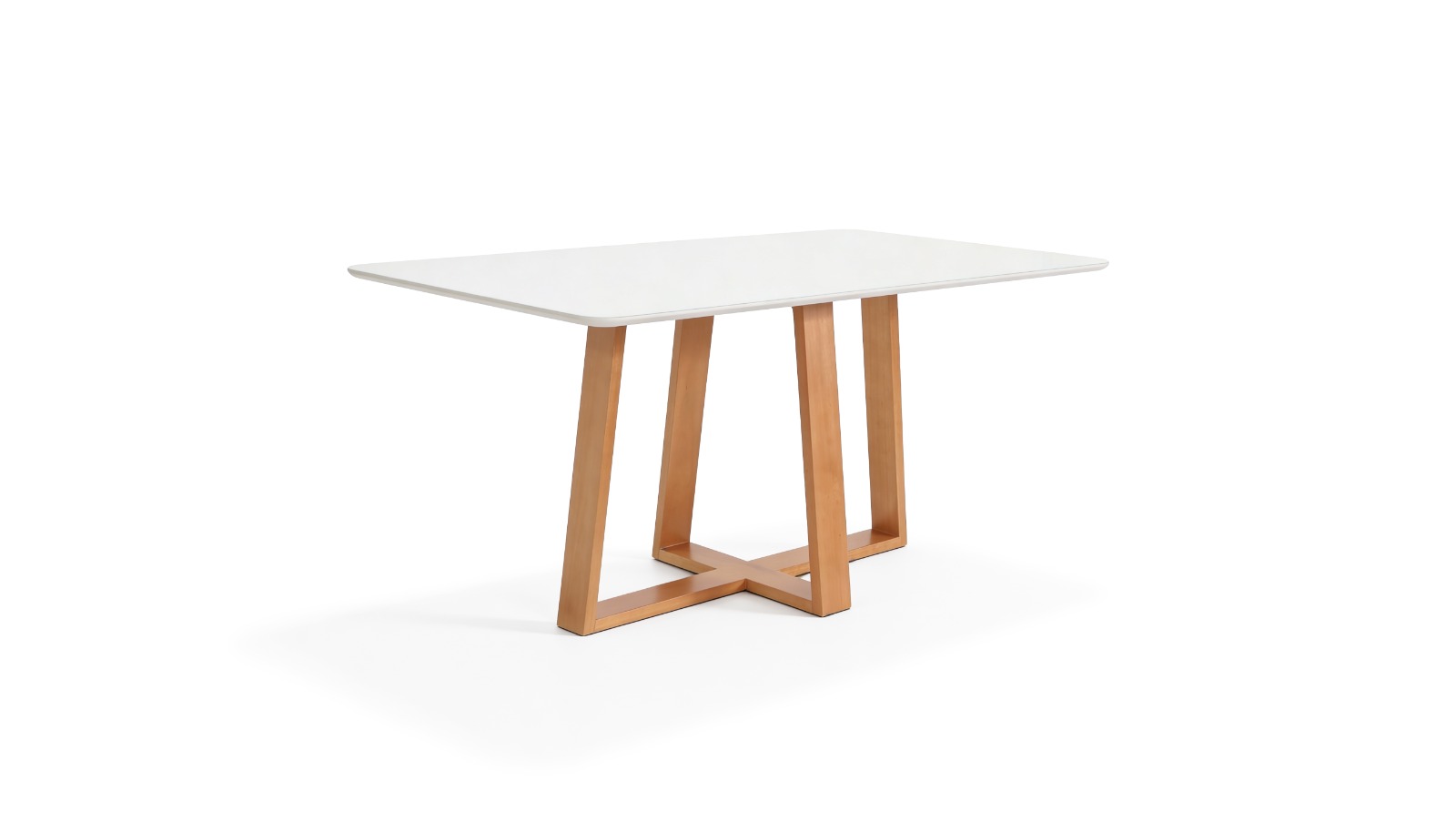 Mesa de Jantar Italia 120x80 com Tampo de Vidro e Base em Madeira Maciça