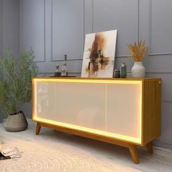 Buffet Requinte com Led Nature Off White - Gelius