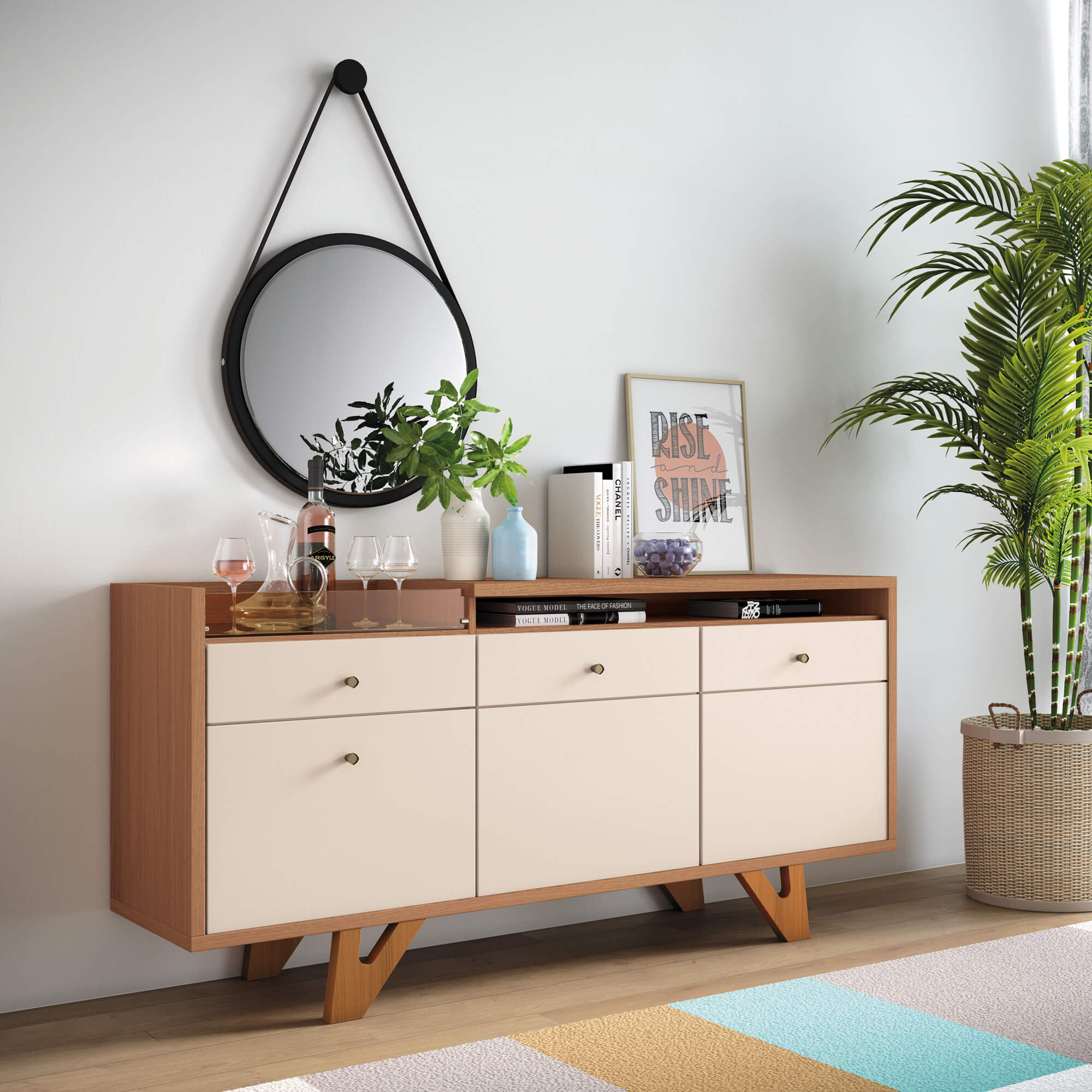 Buffet Sollare Hb Móveis Cinamomo/Off White