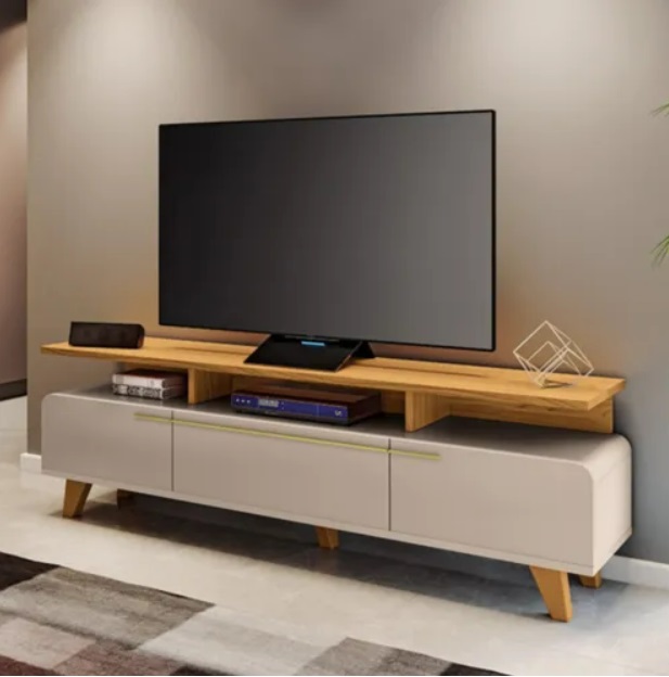 Rack Bancada Essenza 2.0 para TV até 70 Polegadas Cinamomo Off White - HB Móveis
